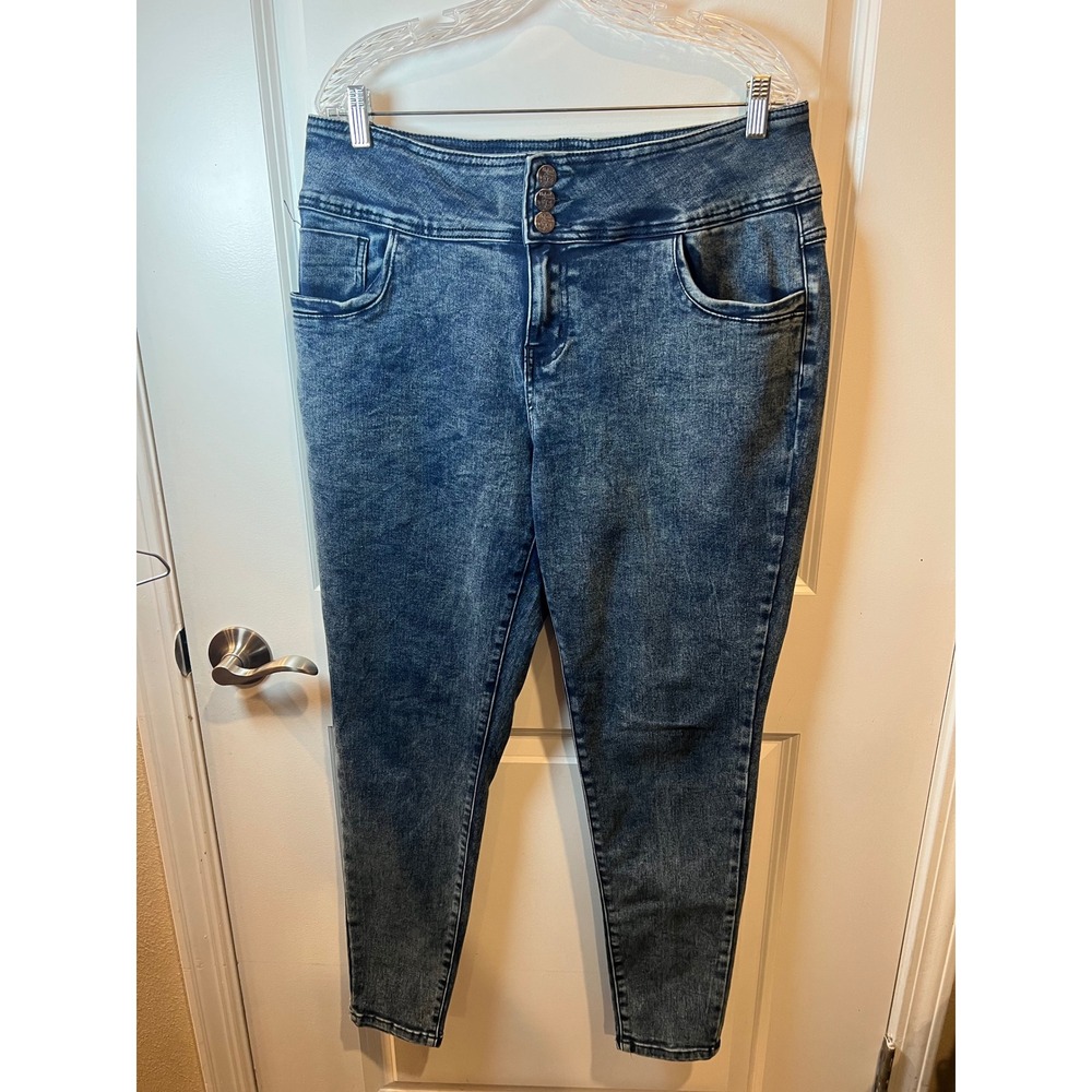 Hybrid & Company Womens Jeans High Rise Acid Wash Blue Size 14